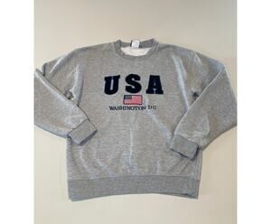 USA Size M Embroidered Crew Neck Sweatshirt Black Flag Detail Unisex